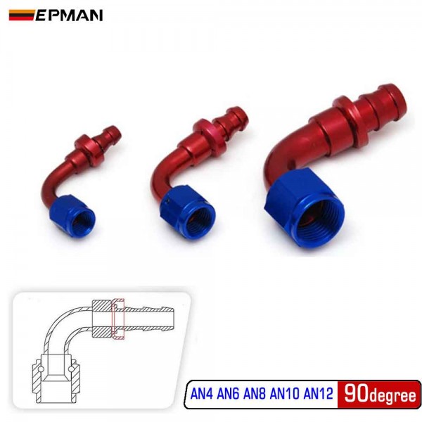 TANSKY AN4 AN6 AN8 AN10 AN12 Fuel Hose End PushOn Male Fitting